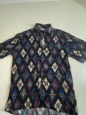 VTg Pierre Cardin Geometric Multi Color Pocket Camp Shirt Medium M  • $27.49