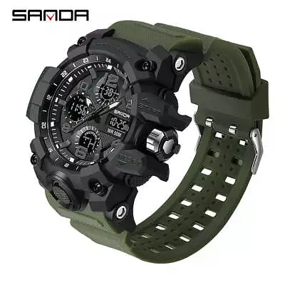 Sports Military Mens Watch Waterproof Dual Display Quartz • $35.09