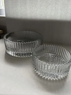 2 Vtg Mikasa Diamond Fire 8  /6”hostess Bowl Heavy Crystal Saw Tooth Ribbed • $34.65