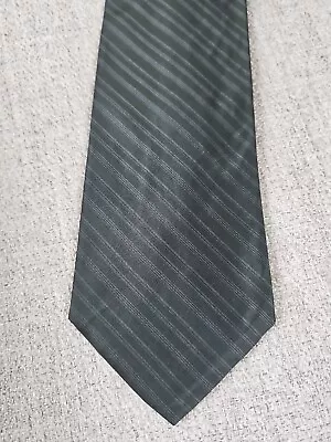 Calvin Klein Tie -  3.75 In Black Striped Silk Necktie - Men's Classic • $9.97