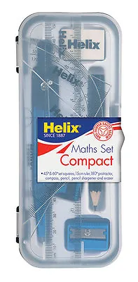 £2.95 • Buy Helix Compact Maths Geometry Set With Compass Ruler Protractor Squares Sharpener