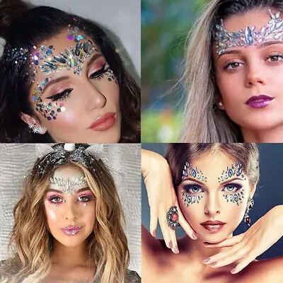 Face Gems Adhesive Glitter Jewel Sticker Festival Party Body Makeup Beauty Decor • £1.79