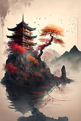 Japanese Landscape Canvas Picture Print Wall Art • £17.95