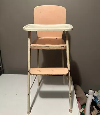 Vintage Cosco Stylaire Folding High Chair White With Metal Tray Chrome Foot Rest • $45