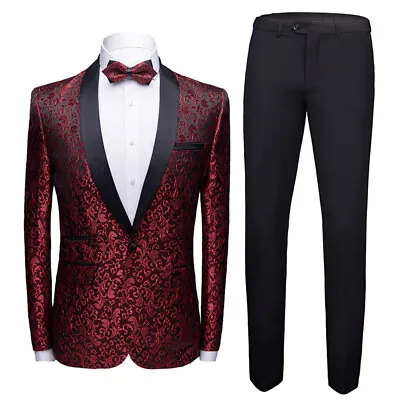 $87.60 • Buy Men's Business Suit 2PCS One Button Slim Fit Blazer Jacket Pants Korean Formal