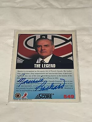 1992 Score~ The Rocket ~maurice Richard Autographed No Coa Hand Signed • $149.99