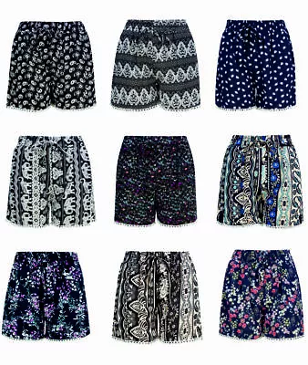 Shorts Ladies Womens Girls Cotton Floral Summer Pattern Hot Pants NEW • £5.95