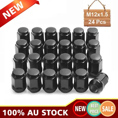 24PC M12x1.5 Black Wheel Nut Lug Nuts For Holden Commodore Ford Ranger HiLux 4WD • $29.99