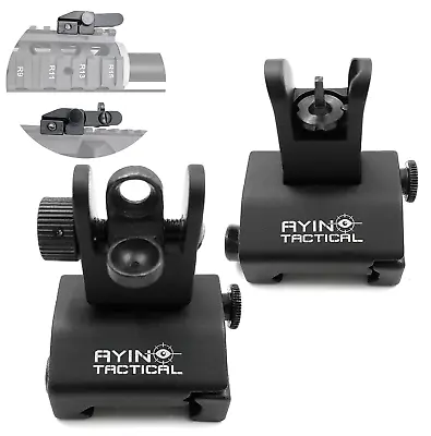 Flip Up Iron Sight Spring Loaded Front & Rear Sights For Picatinny Rail - AYIN • $34.95