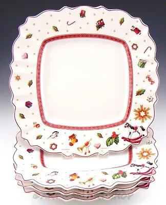 Villeroy & Boch TOY'S DELIGHT 11-1/4  SQUARE WHITE DINNER PLATES Set Of 4 Unused • $110