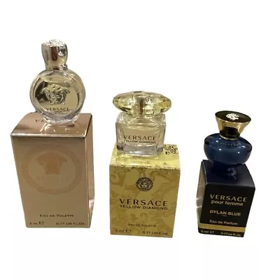 3 Pieces Mini Versace Set Women Perfume 5 Ml Yellow DiamondDylan Blue Eros Edt • $24.99