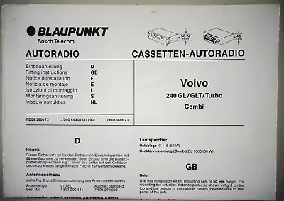 Installation Instructions / Manual Blue Dot For Volvo 240 GL / GLT / Turbo / Combi • $10.71