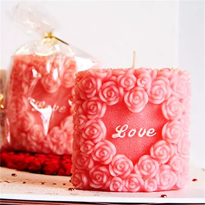 Heart Rose Flower Silicone Candle Mold DIY Handmade Soap Moulds Love Home Decor • £9.97