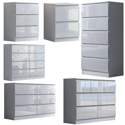 £149.94 • Buy White Gloss Chest Of Drawers 2/3/5/6/7/8 Modern Design Bedroom Bedside Cabinet.