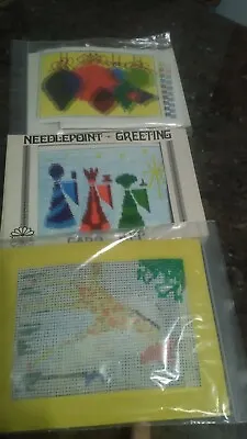 3 Vintage Needlepoint Kits Greeting & Christmas Cards 1970's Made In Japan  • $11.99