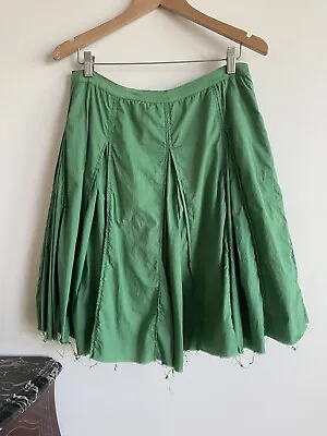 $59 • Buy Scanlan  Theodore Green Cotton Knee Length Full Skirt Size 12  Preloved