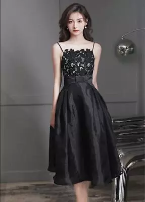 Chic Hollow Out Lace Flowers A-line Spaghetti Strap Gown Cocktail Evening Dress • $96.71