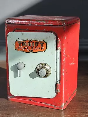 Vintage Metal Thrift Dial Coin Money Bank Safe Toy • $16.49