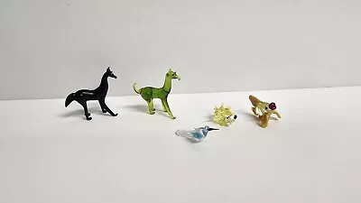 Vtg Lot Of 5 Asst Miniature Hand Blown Colored Glass Animal Figurines • $11.95