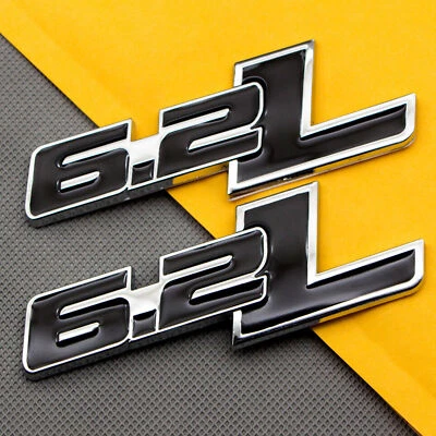 $11.36 • Buy 2pcs Metal Black Chrome 6.2L Car Trunk Emblem Fender Badge Decal Sticker 150 V8