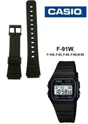 Casio Watch Strap Replacement 18mm F91 F94 F105 F106 W59 Pins Tool Tracked Post • $16