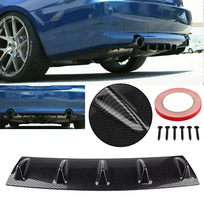 Carbon Universal Black Rear Bumper Diffuser Lip Shark Fin Back Car Splitter • $21.99