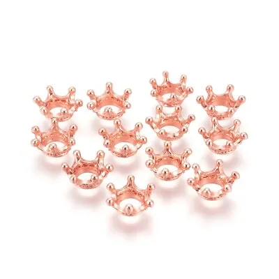 10 Miniature Crown Charms Spacer Beads Rose Gold Royalty Miniatures 3D • $4.12