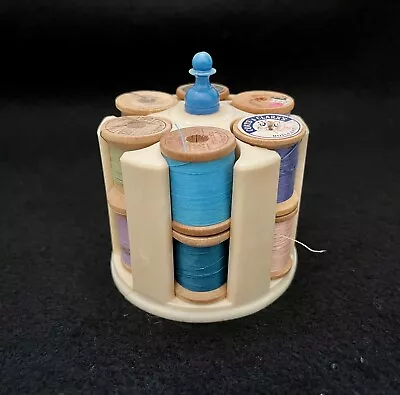 Vintage Beige Plastic Carousel Thread Caddy With Thread • $5.99