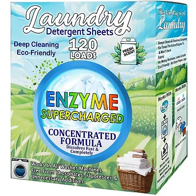 Laundry Detergent Sheets (120 Loads) Eco-Friendly Hypoallergenic & Enzyme-Base • $10.95