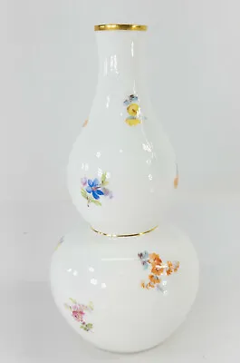 Antique Signed Meissen Porcelain German Double Gourd Vase Floral Decoration • $425