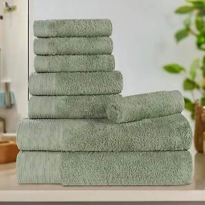 8-Piece Rayon From Bamboo Modern Ultra Plush Soft Washcloth Hand Bath Towel Set • $55.25