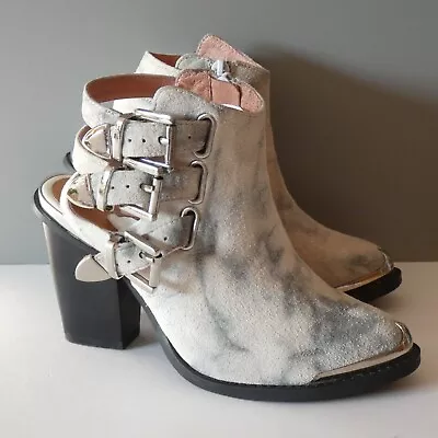 £26.99 • Buy Jeffrey Campbell X Free People Marbled Silver Leather Ankle Backless Boots UK 4
