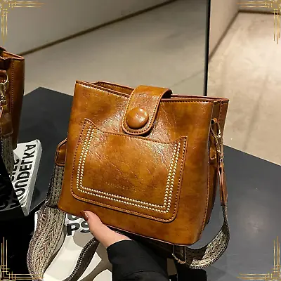 WOMEN BAG Stylish Vintage Leather Bucket Tote Ladies Luxury Crossbody Handbag • $105.40