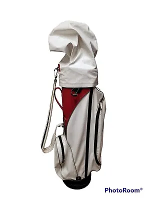 Vintage Fairway By Leeds Red/White/Blue Leather Golf Bag USA Made • $214.14