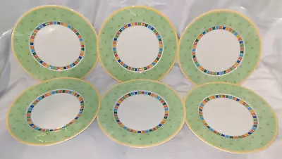 Set Of 6 Villeroy & Boch Twist Alea Verde Caro 8.5  Salad / Luncheon Plates • $89.95