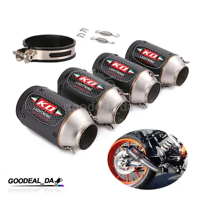 Universal 51mm Exhaust System Muffler Pipe Motorcycle Carbon Fiber Tips Can Tube • $78.03