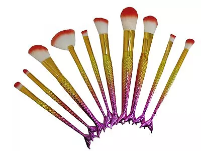 10 Piece Mermaid Tail Brush Set Professional Fiber Makeup Brush Multi Task Go... • $19
