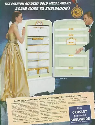 1951 Crosley Refrigerator Fashion Gold Medal Shelvador Vintage Print Ad SP19 • $11.99