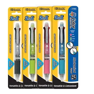 BAZIC 2-In-1 Mechanical Pencil & 4-Color Pen W/ Grip • $6.50