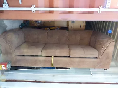 Brown Hide A Bed 3 Cushion Sofa Couch • $1