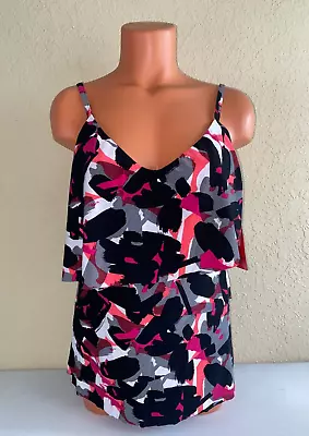 Magicsuit Womens Ruffle Tankini Top Black/Multi Size 10 • $49.99