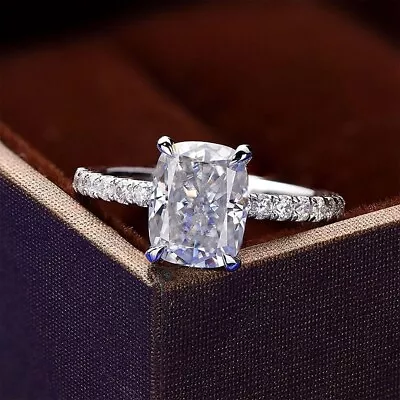 Perfect 3.50CT Cushion Cut Moissanite Wedding Engagement Ring 14K White Gold • $296.58
