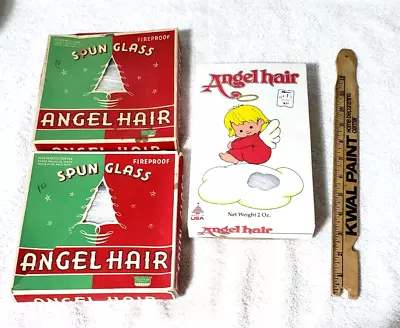 3 Vintage Lot Spun Glass Angel Hair National Tinsel Product Usa Union Wadding Co • $25