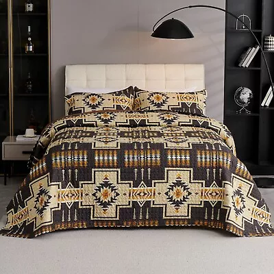 3 PCS Oversize Rustic Southwestern Quilt Set Western Bedding Bedspread Set SS07 • $39.98