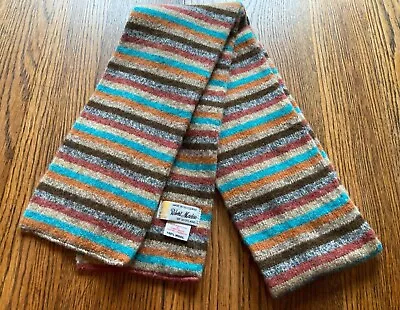 Robert Mackie Of Scotland Holm Mill Men's 100% Wool Striped Scarf 70  L X 6  W • $26