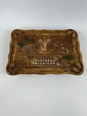 Vintage Bowl Northern Michigan Native American Deer Mackinac Cabin Souvenir • $19.99