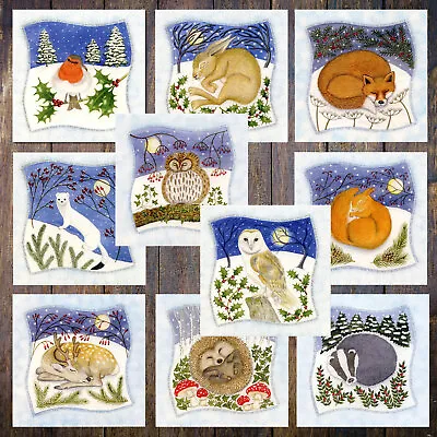 Snowy Animal Christmas Card Non Religious Pagan Celtic Yuletide Winter Solstice • £3