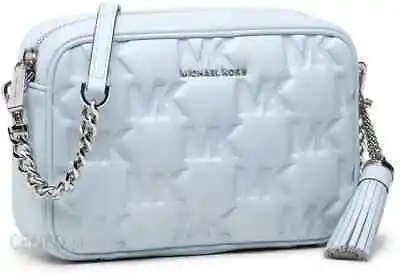 MICHAEL KORS Jet Set Tassel MK Monogram MD Crossbody Camera Bag White Leather • $139.99