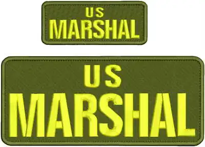 Us Marshal Embroidery Patch 4x10 And 2x5 Hook On Back Od Green/yellow • $16.99