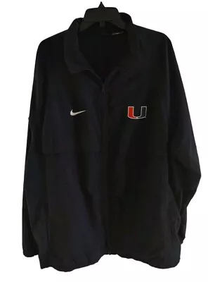 UNIVERSITY OF MIAMI HURRICANES NIKE Full Zip Windbreaker Pullover Jacket XXL • $9.99